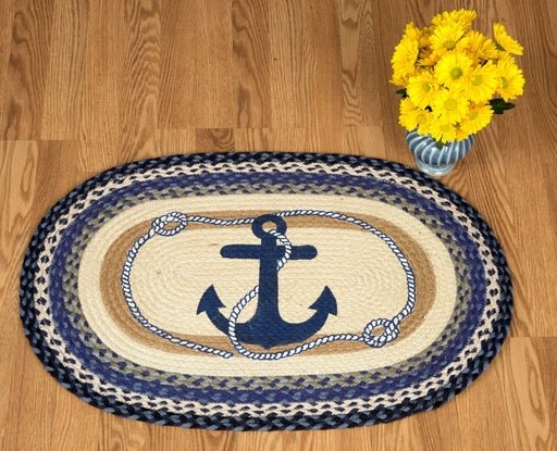 OP-443 U.S. Navy Anchor Braided Rug - Ozark Cabin Décor, LLC