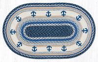 OP-443 Nautical Anchor Oval Braided Rug - Ozark Cabin Décor, LLC