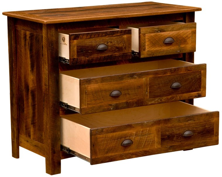 Fireside Barnwood Four Drawer Low Boy Dresser