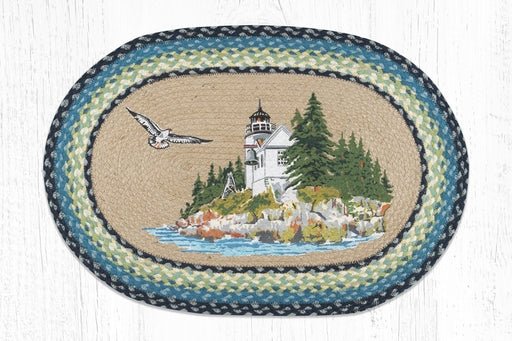 OP-311 Bass Harbor Lighthouse Oval Braided Rug - Ozark Cabin Décor, LLC