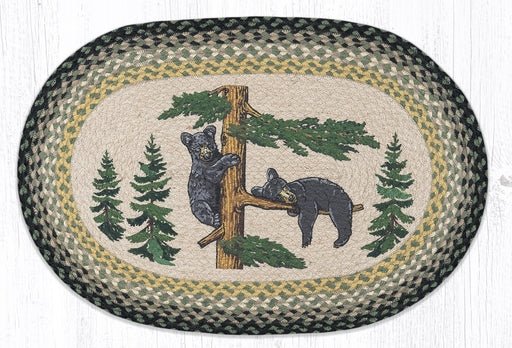 OP-116 Bear Cubs Oval Braided Rug - Ozark Cabin Décor, LLC