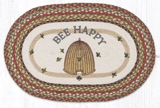 OP-300 Bee Happy Oval Braided Rug - Ozark Cabin Décor, LLC