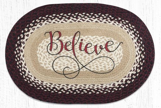 OP-395 Believe Oval Braided Rug - Ozark Cabin Décor, LLC