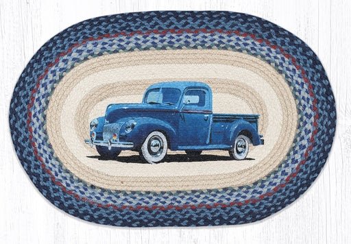 OP-362 Blue Truck Oval Braided Rug - Ozark Cabin Décor, LLC