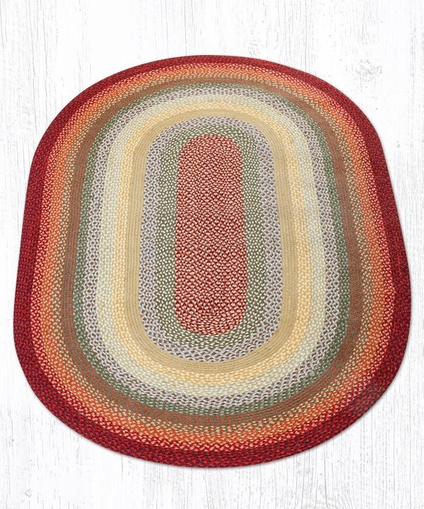 C-417 Thistle Green & Country Red Braided Rug - Oval - Ozark Cabin Décor, LLC