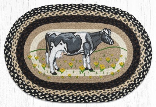 OP-430 Cow In Field Oval Braided Rug - Ozark Cabin Décor, LLC