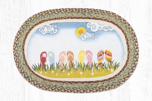 OP-358 Flip Flops Oval Braided Rug - Ozark Cabin Décor, LLC