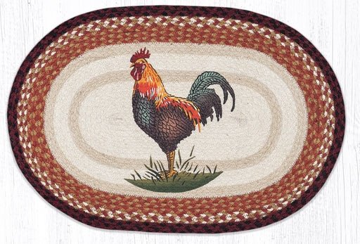 OP-471 Rustic Rooster Oval Braided Rug - Ozark Cabin Décor, LLC