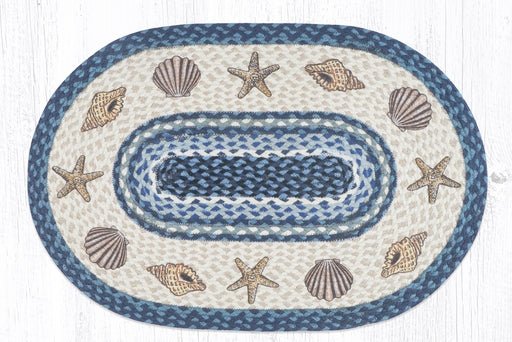 OP-362 Starfish & Sea Shells Oval Patch Rug - Ozark Cabin Décor, LLC