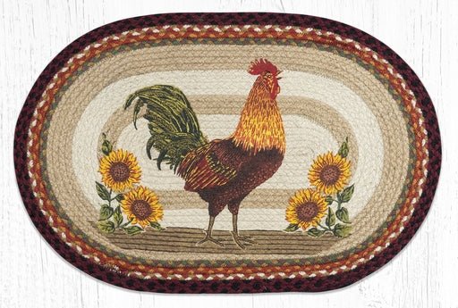 OP-471 Sunflower Rooster Oval Braided Rug - Ozark Cabin Décor, LLC