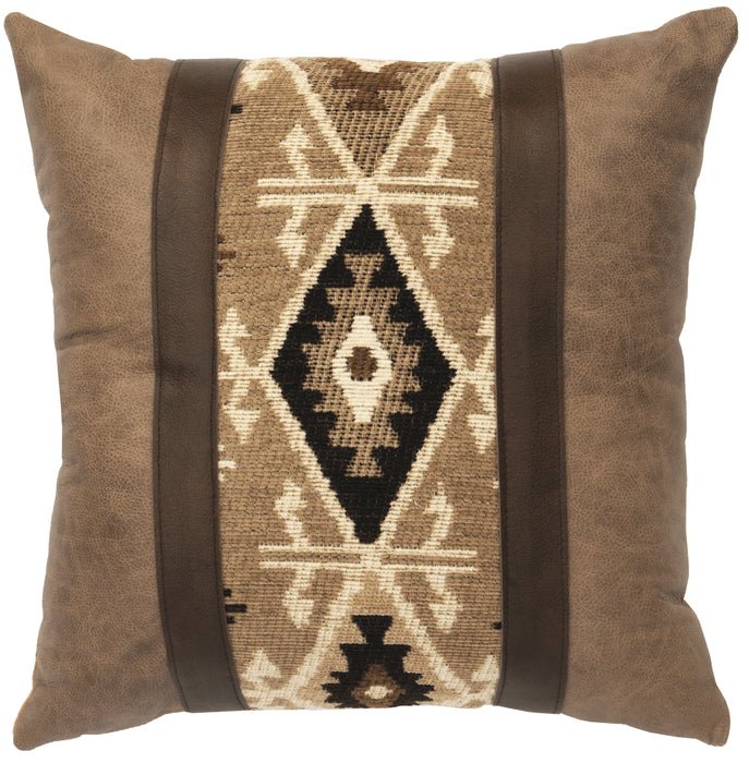 Mountain Storm Fabric & Leather Pillow