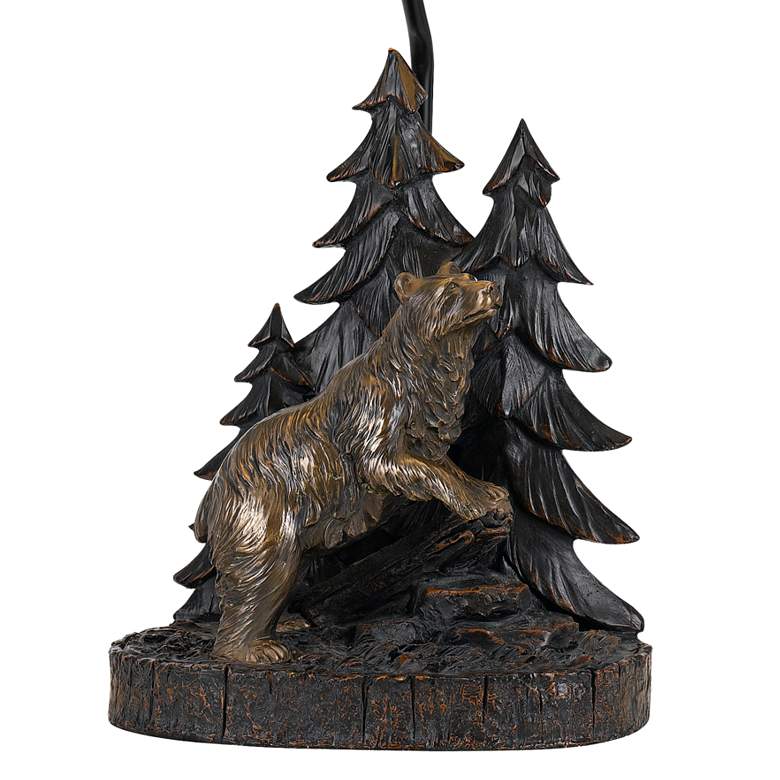 Rustic Mountain Forest and Bear Table Lamp with Leatherette Shade - Ozark Cabin Décor, LLC