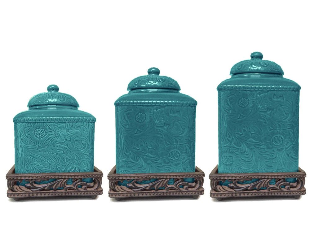 Savannah Ceramic Kitchen Canister Set With Base