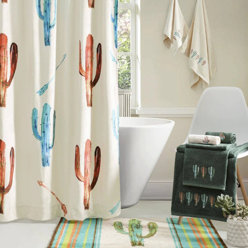 Serape Cactus 3-PC Bath Towel Set - Turquoise - Ozark Cabin Décor, LLC