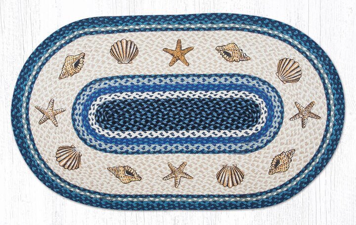 OP-362 Starfish & Sea Shells Oval Patch Rug - Ozark Cabin Décor, LLC