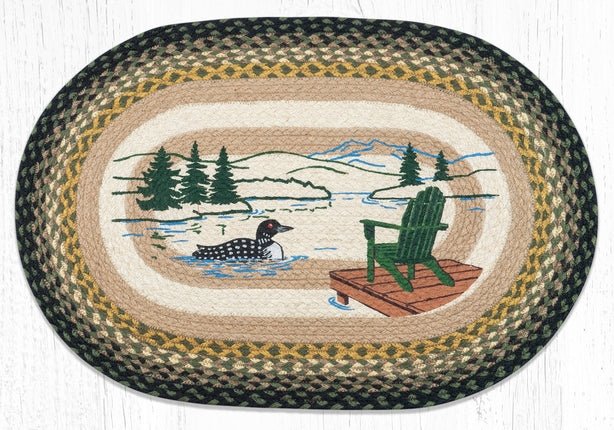 OP-116 Adirondack & Lake Loon Oval Patch Rug - Ozark Cabin Décor, LLC