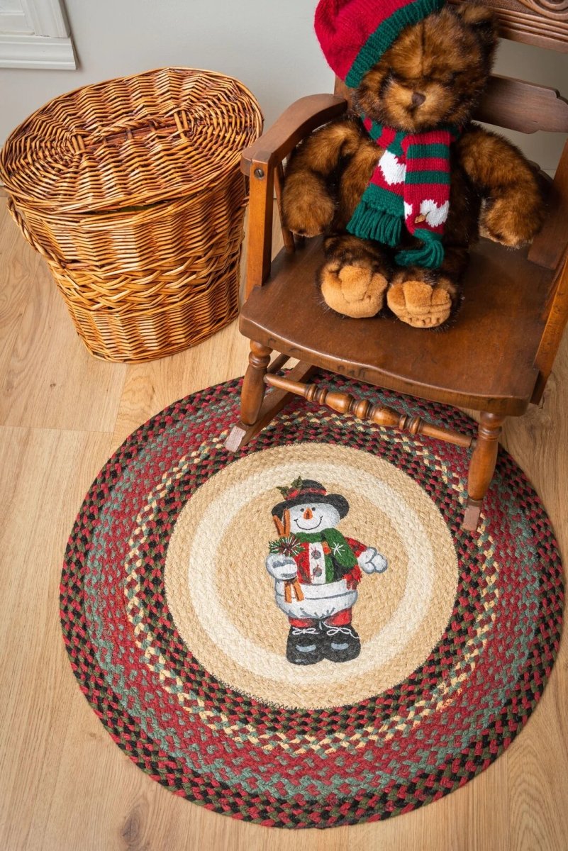 Snowman In Top Hat Round Rug - Ozark Cabin Décor, LLC