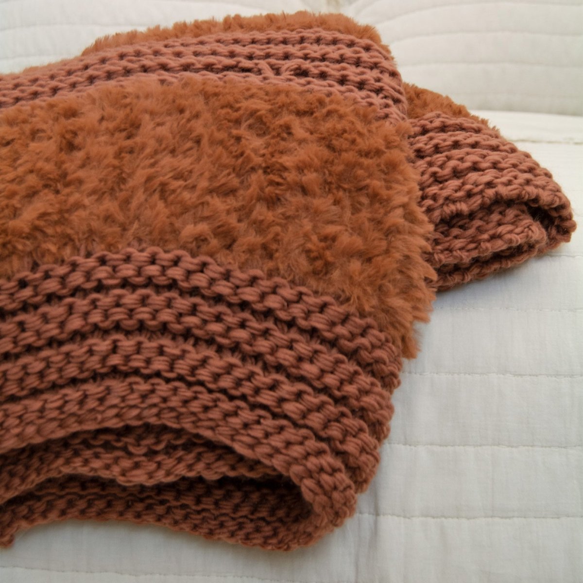 Plush Knit Throw - Rust - Ozark Cabin Décor, LLC