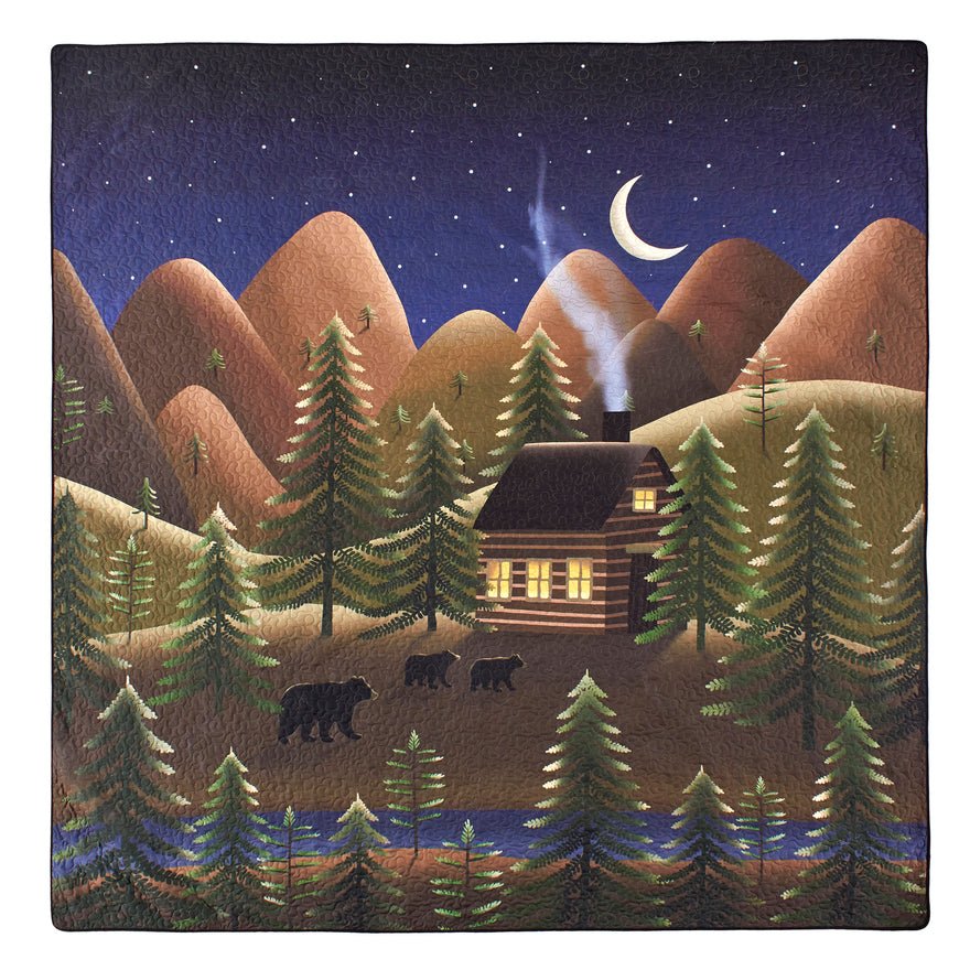 Folk Art Forest 3-Piece Reversible Quilted Bedding Set - Queen - Ozark Cabin Décor, LLC